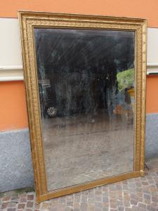 SPECCHIERA-CAMINIERA DORATA STILE IMPERO EPOCA 800 FRANCIA cm L 111xH156